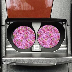 Pink & Purple Floral Car Coasters 2 Pack